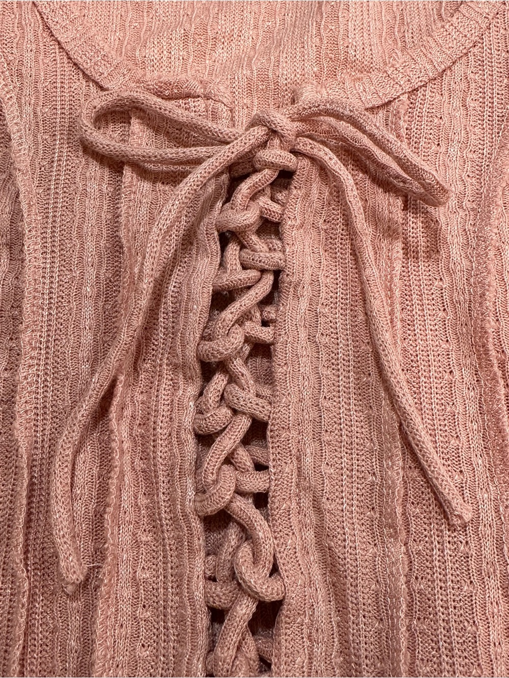 NWOT POL Pink Lace-Up Ribbed Tank Top - Picture 7 of 9